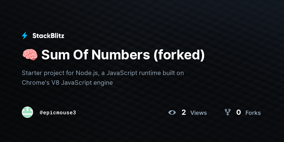 🧠 Sum Of Numbers (forked) - StackBlitz