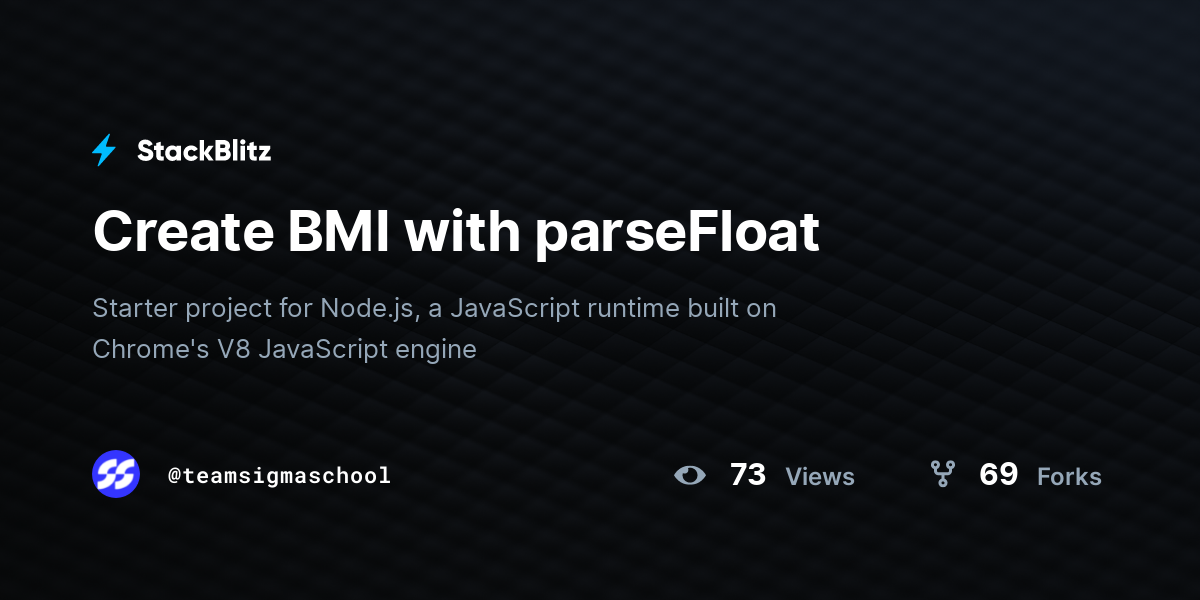 Create BMI with parseFloat - StackBlitz