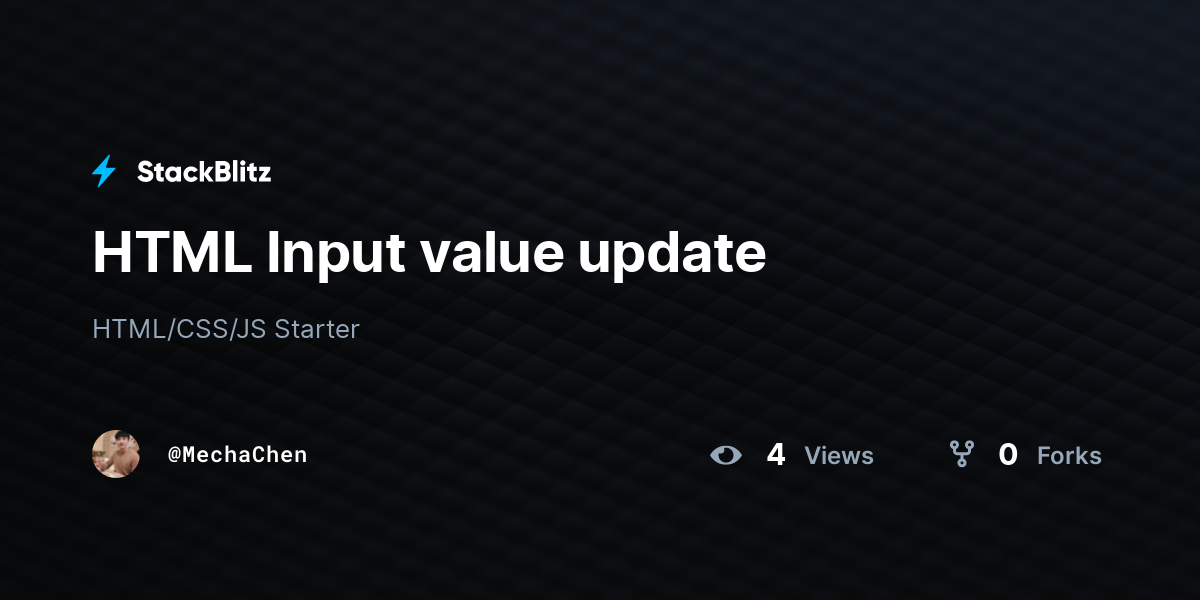 HTML Input value update - StackBlitz