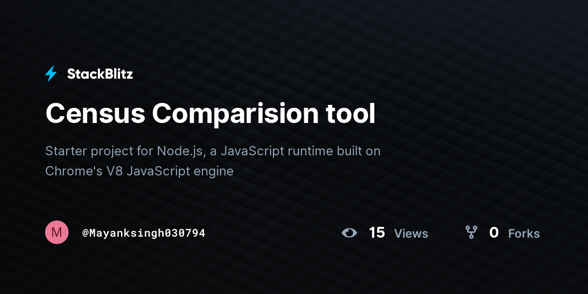 Census Comparision tool - StackBlitz
