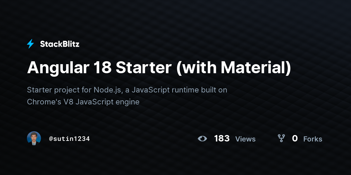 Angular 18 Starter (with Material) - StackBlitz
