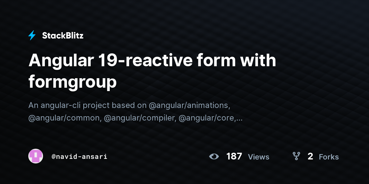 Angular 19-reactive form with formgroup - StackBlitz