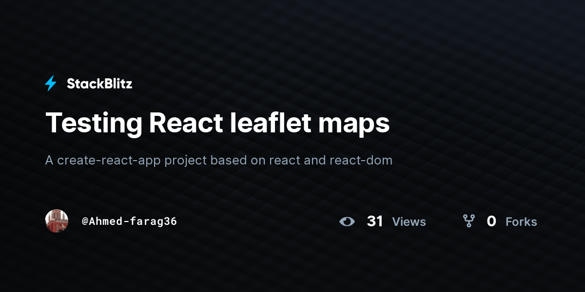 Testing React leaflet maps - StackBlitz