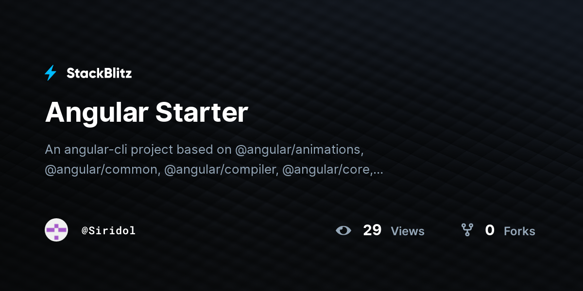 Angular Starter - StackBlitz
