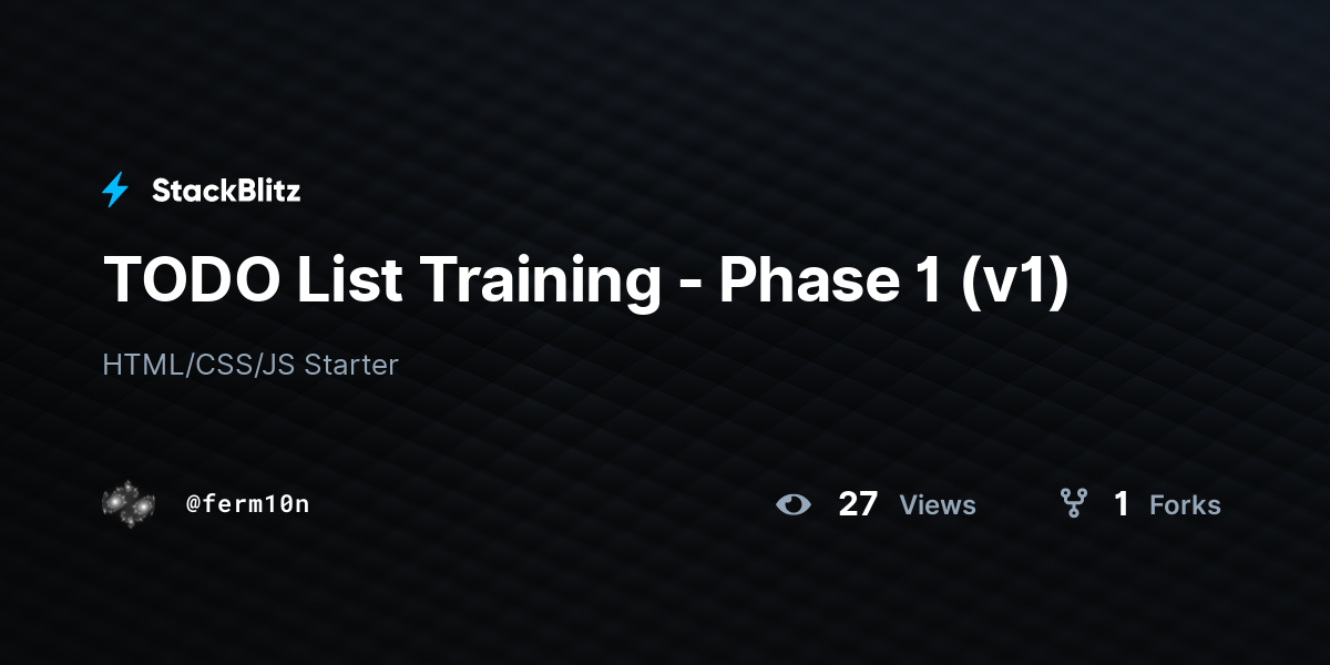 TODO List Training - Phase 1 (v1) - StackBlitz