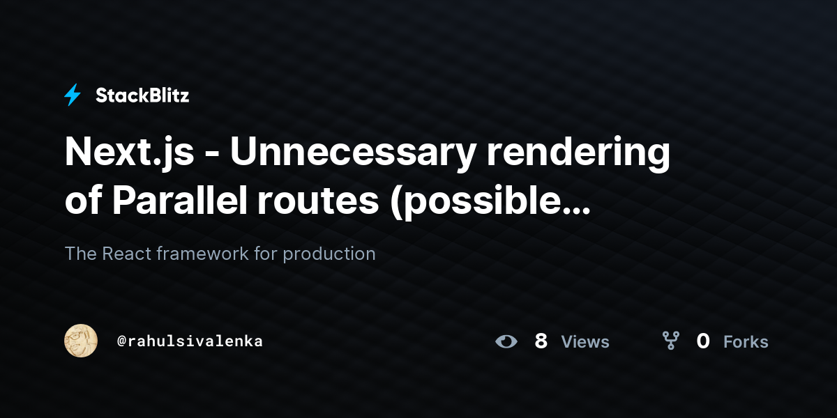 Next.js - Unnecessary rendering of Parallel routes (possible solution ...
