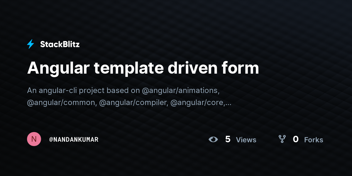 Angular template driven form - StackBlitz