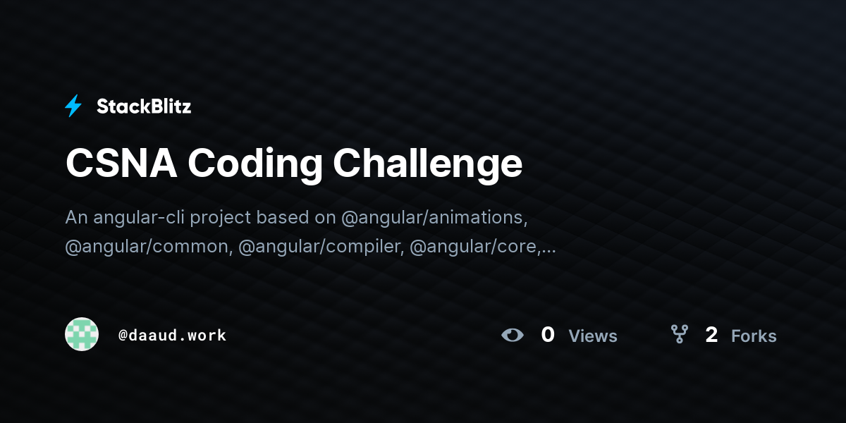 CSNA Coding Challenge - StackBlitz