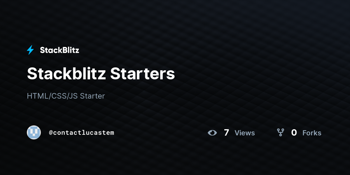 Stackblitz Starters - StackBlitz