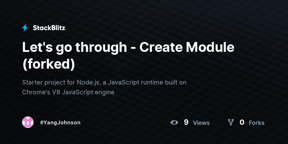 Let's go through - Create Module (forked) - StackBlitz
