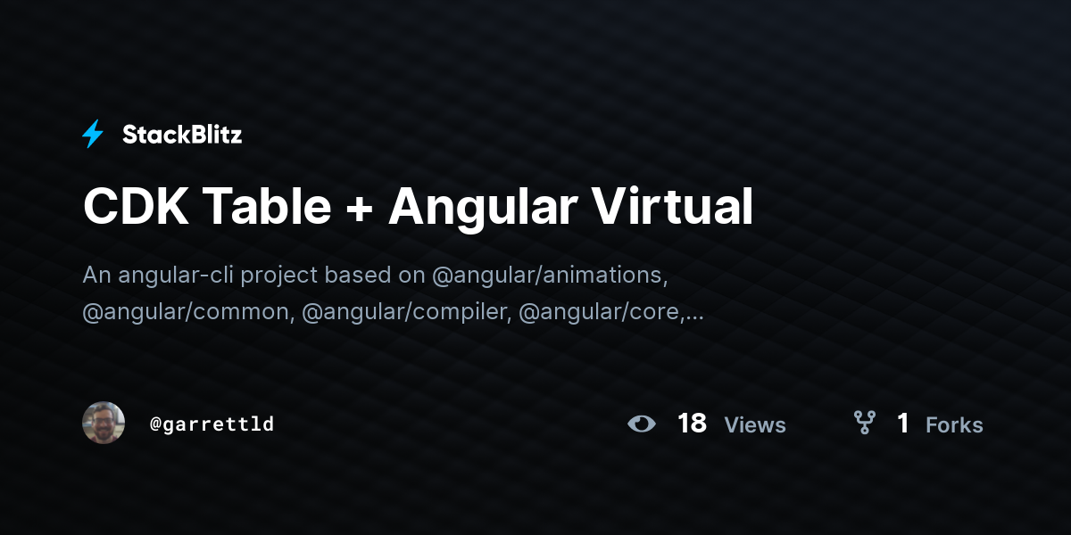 CDK Table + Angular Virtual - StackBlitz