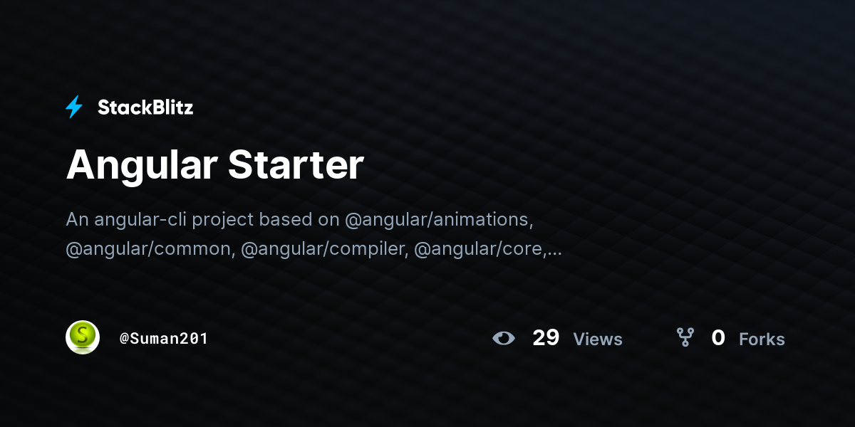 Angular Starter - StackBlitz