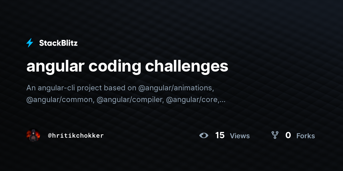 Angular coding challenges stackblitz