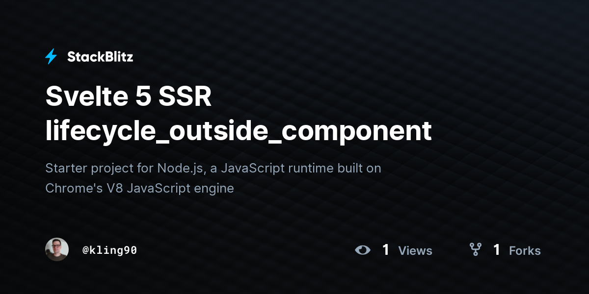 Svelte 5 SSR lifecycle_outside_component - StackBlitz