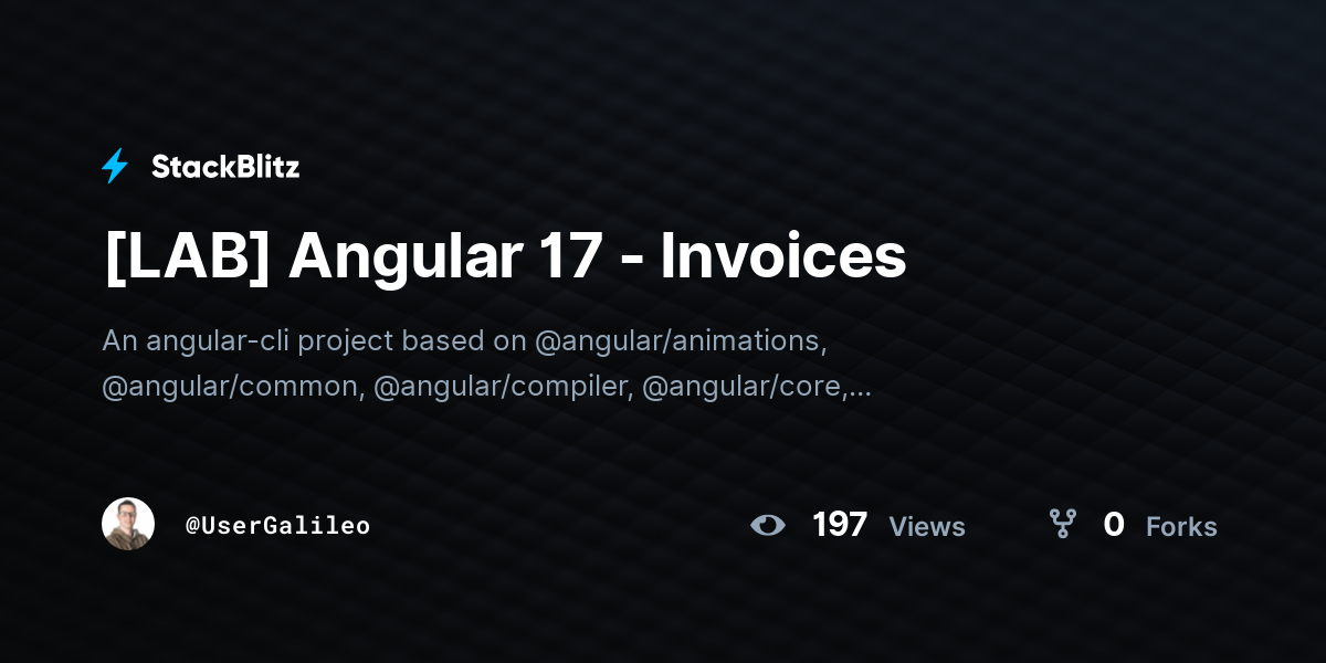 [LAB] Angular 17 - Invoices - StackBlitz