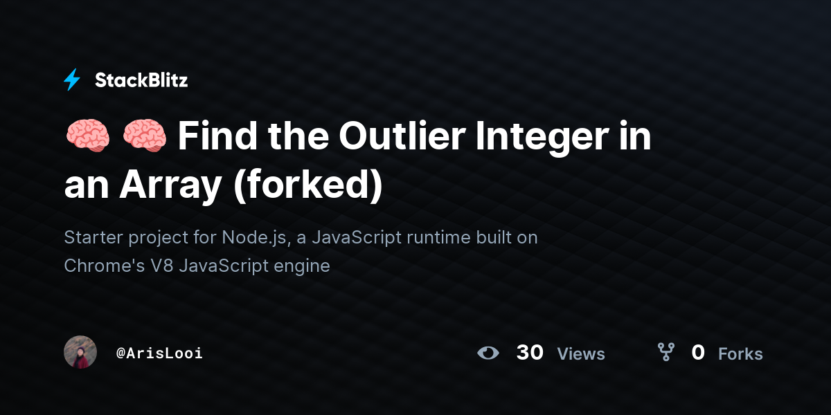 🧠 🧠 Find the Outlier Integer in an Array (forked) - StackBlitz