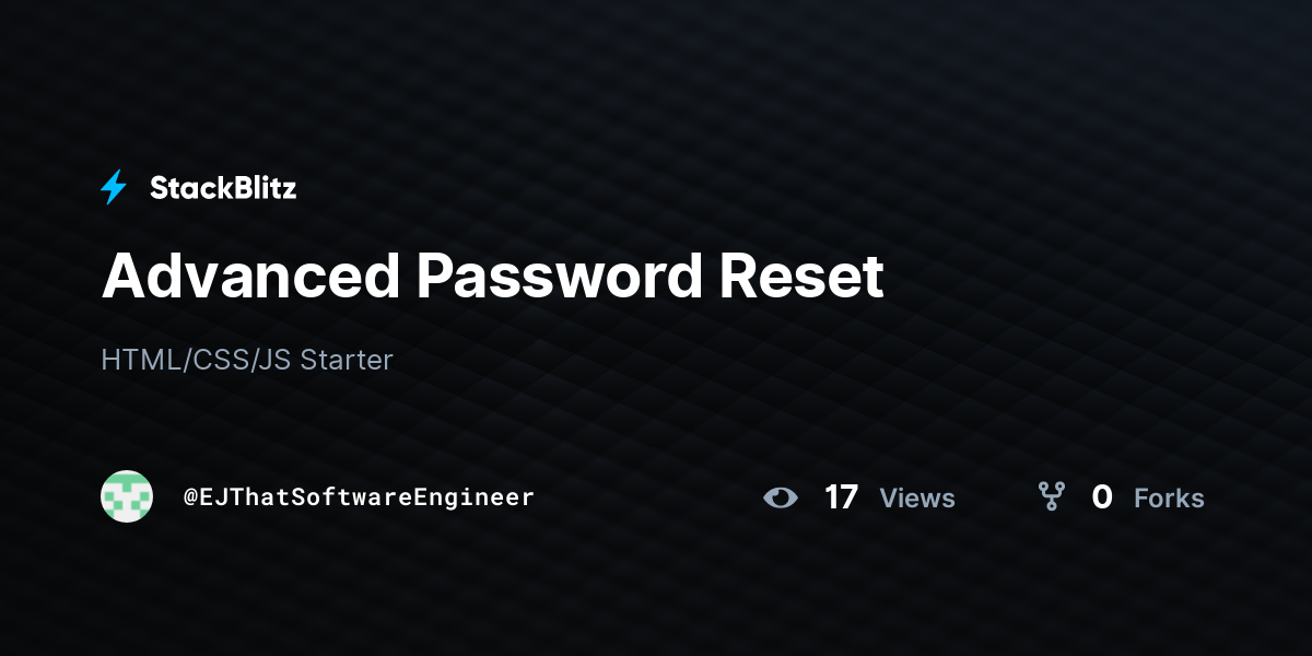Advanced Password Reset - StackBlitz