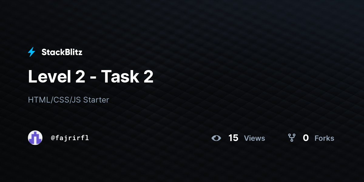 Level 2 - Task 2 - StackBlitz