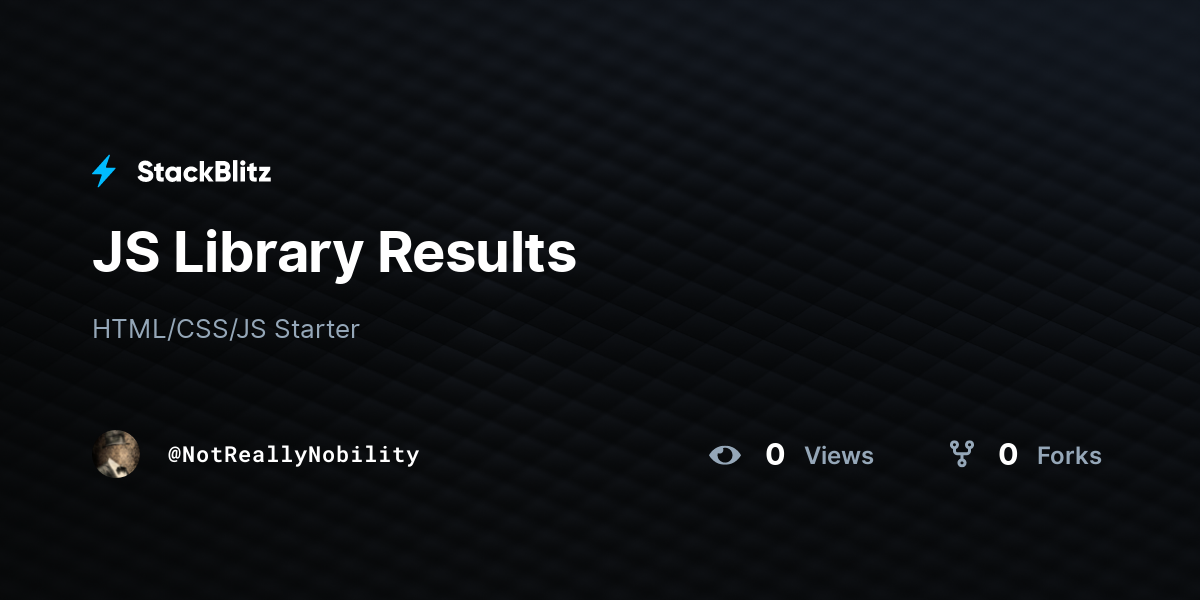 JS Library Results - StackBlitz