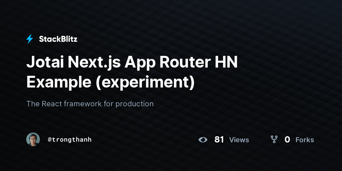 Jotai Next.js App Router HN Example (experiment) - StackBlitz