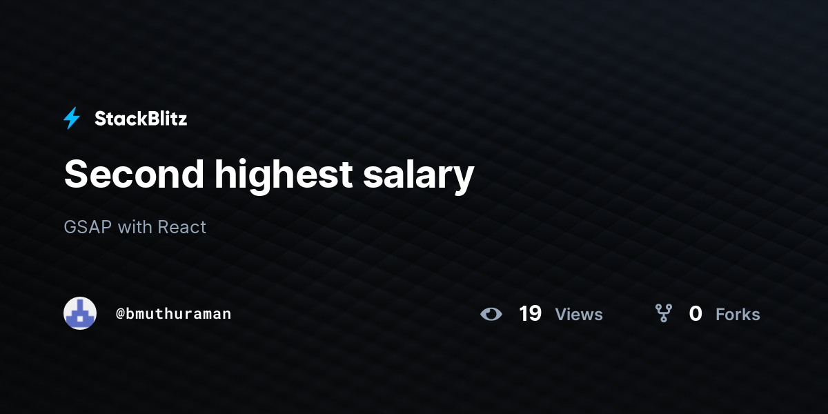 Second highest salary - StackBlitz