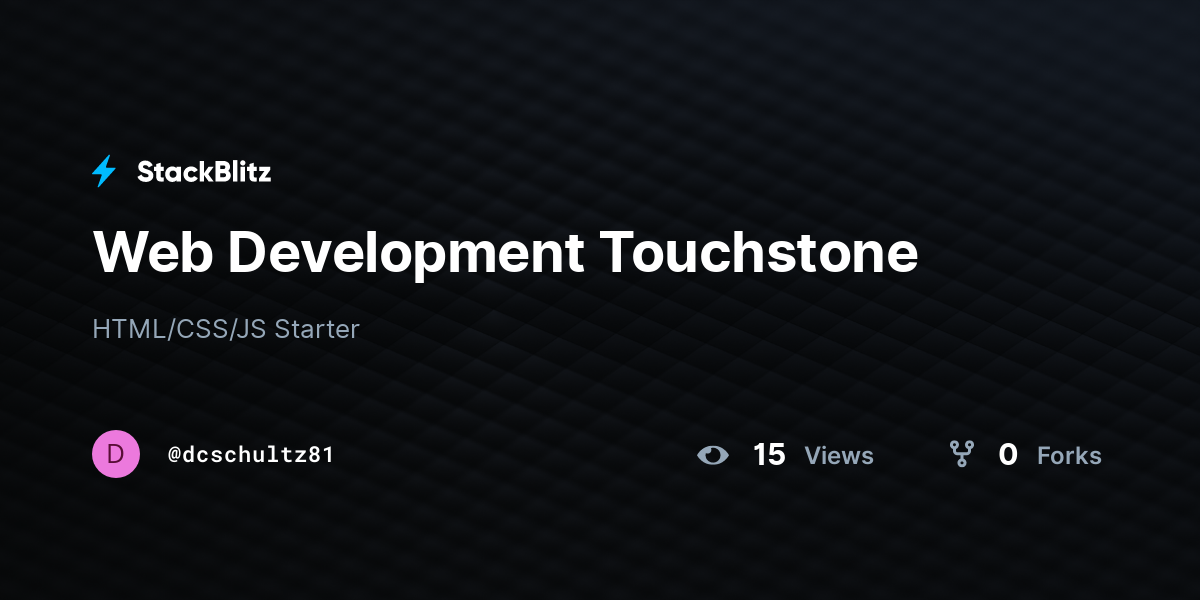 Web Development Touchstone - StackBlitz