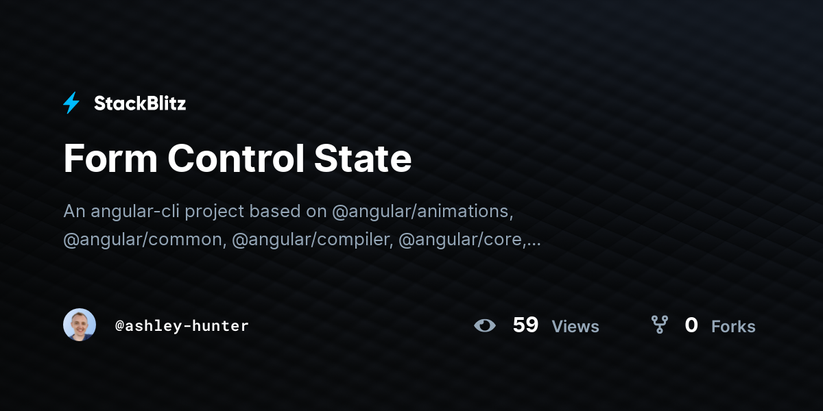 Form Control State - StackBlitz