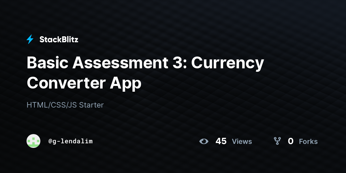 Basic Assessment 3: Currency Converter App - StackBlitz