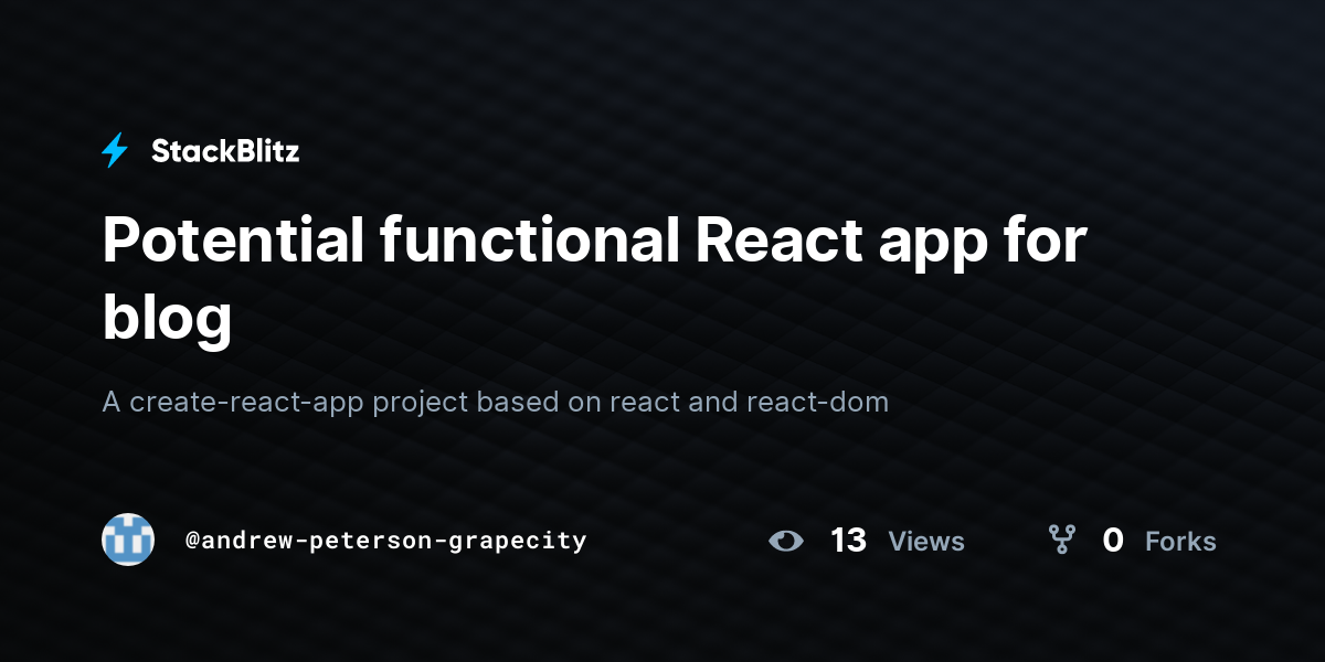 Potential functional React app for blog - StackBlitz