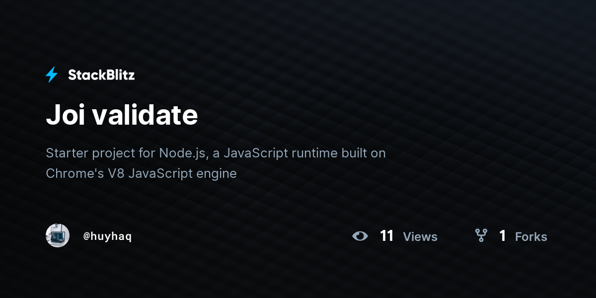 Joi validate - StackBlitz