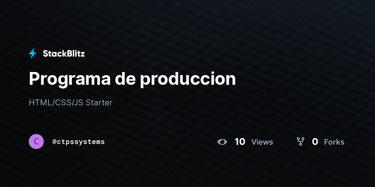 Programa de produccion - StackBlitz