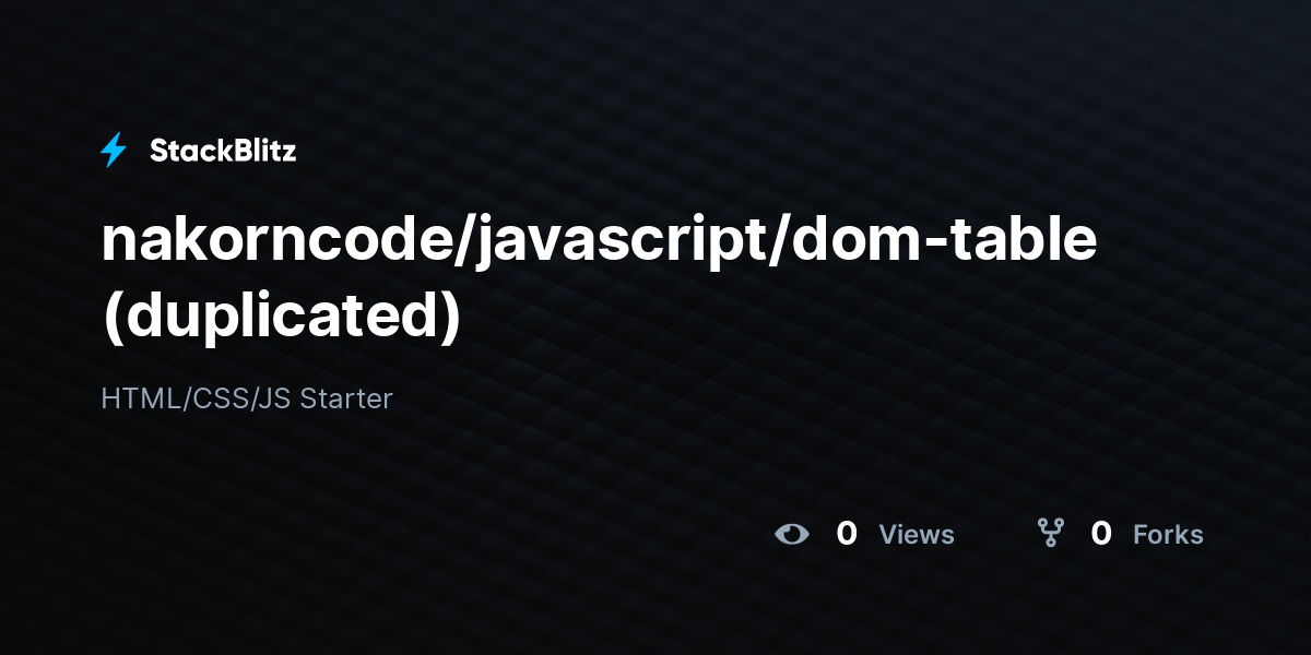nakorncode/javascript/dom-table (duplicated) - StackBlitz