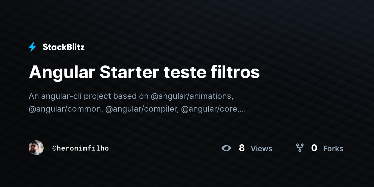 Angular Starter teste filtros - StackBlitz