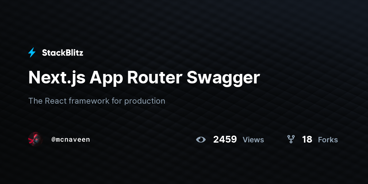 Next.js App Router Swagger - StackBlitz