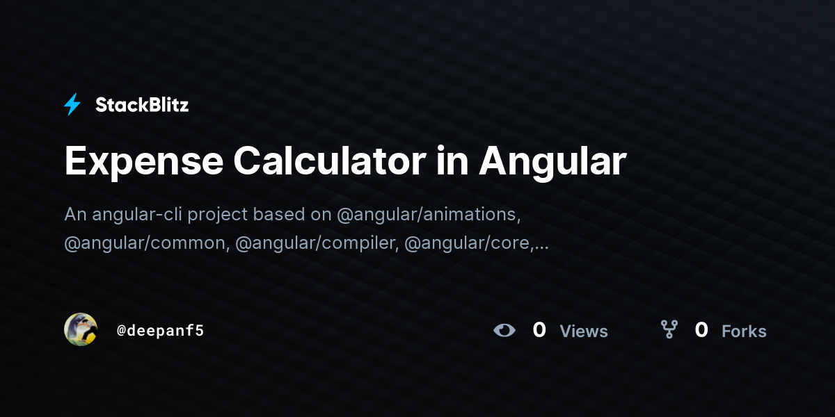 Expense Calculator in Angular - StackBlitz