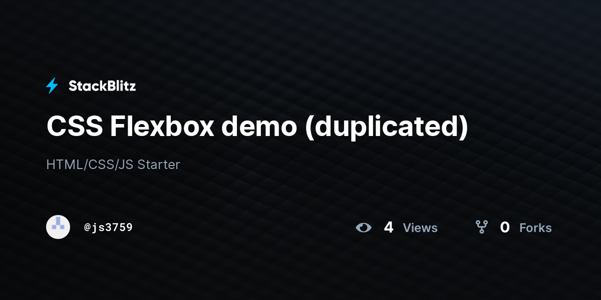 CSS Flexbox demo (duplicated) - StackBlitz