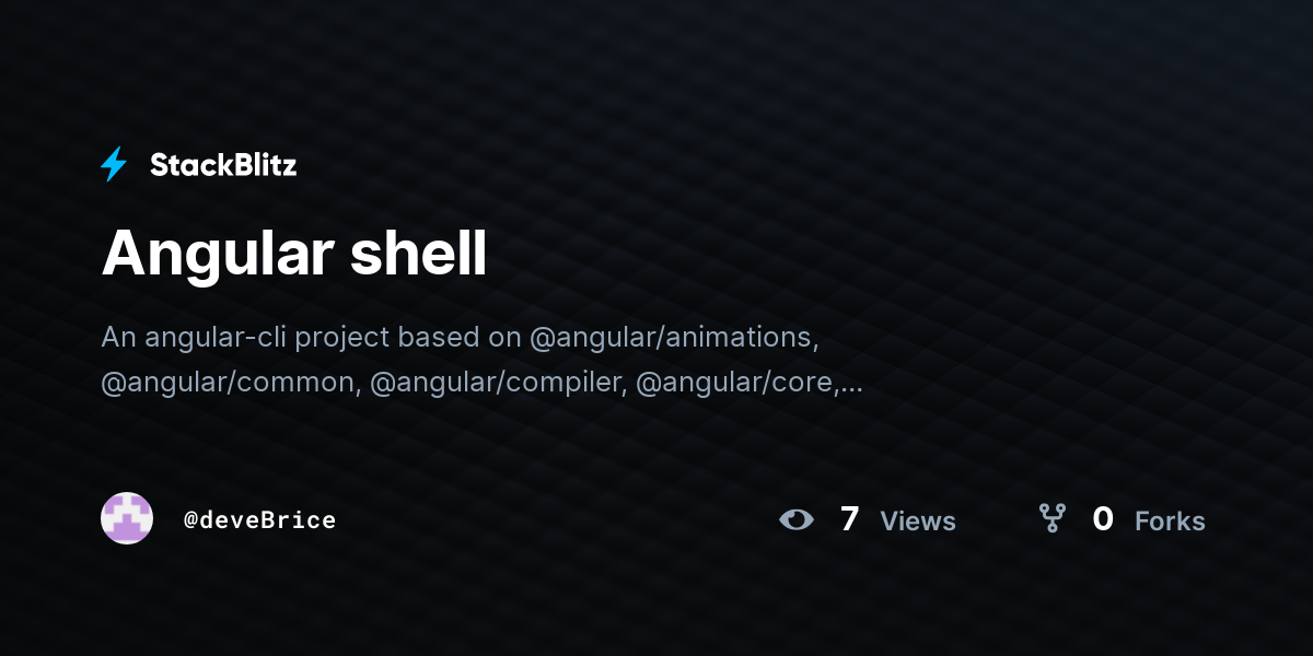 Angular shell - StackBlitz