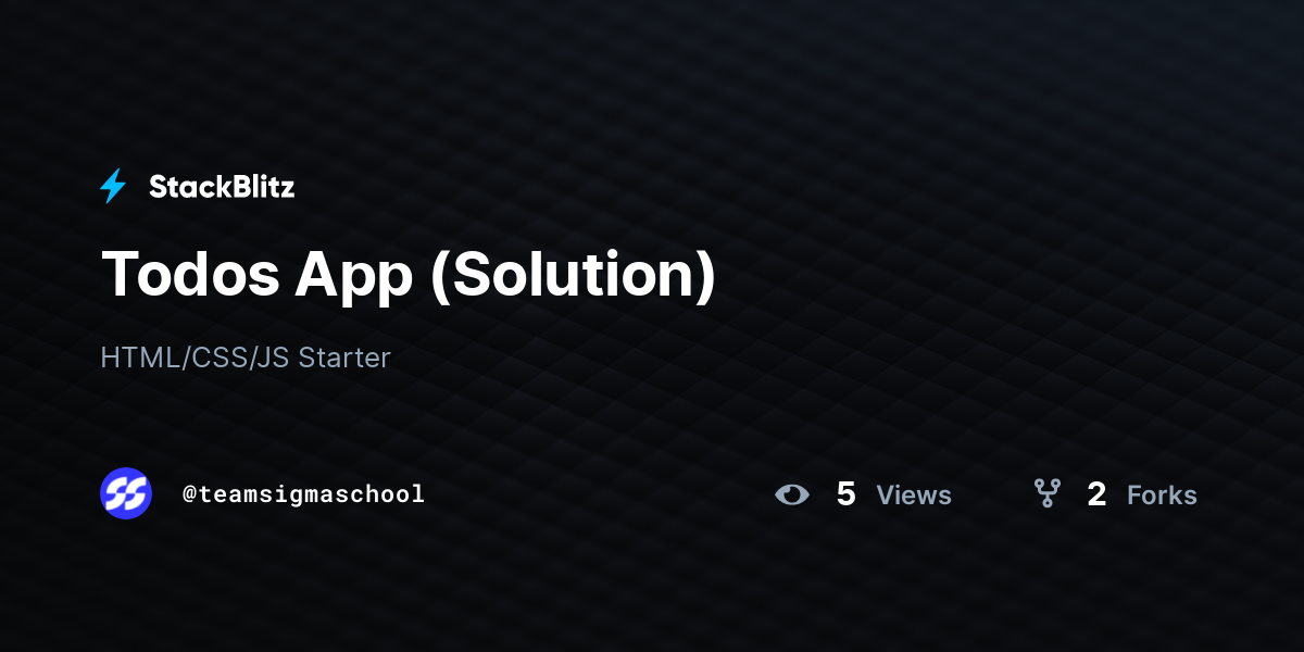 Todos App (Solution) - StackBlitz