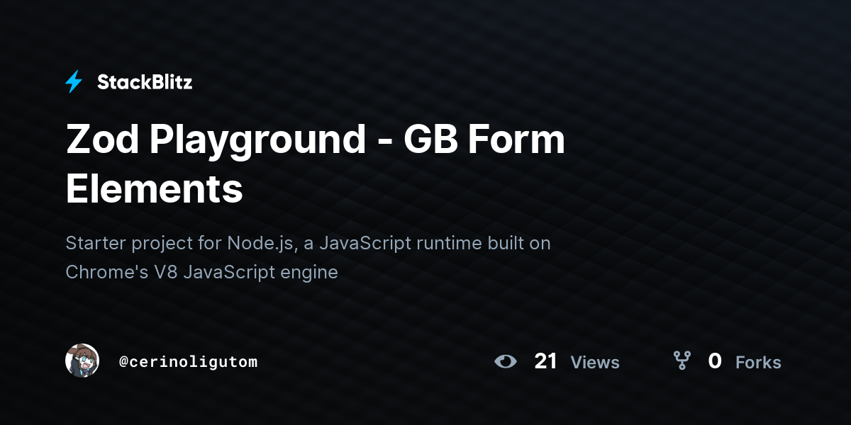 Zod Playground - GB Form Elements - StackBlitz