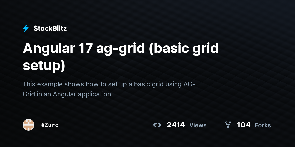 Angular 17 ag-grid (basic grid setup) - StackBlitz