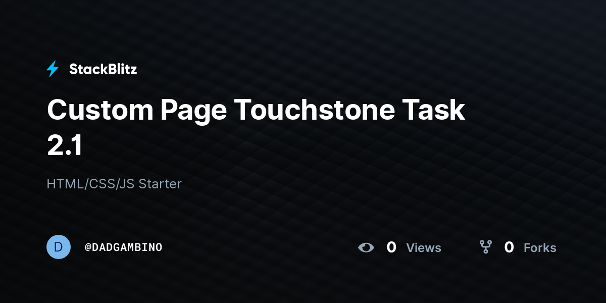 Custom Page Touchstone Task 2.1 - StackBlitz