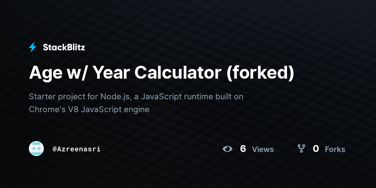 Age w/ Year Calculator (forked) - StackBlitz