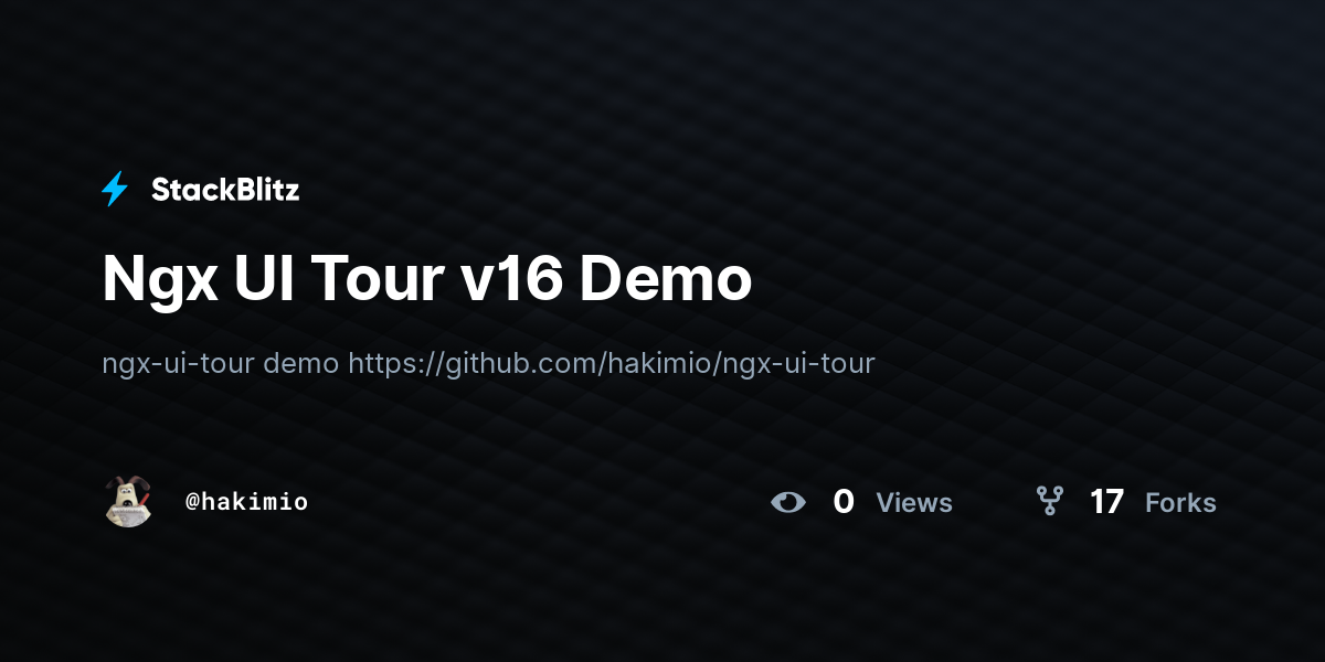 Ngx UI Tour v16 Demo - StackBlitz