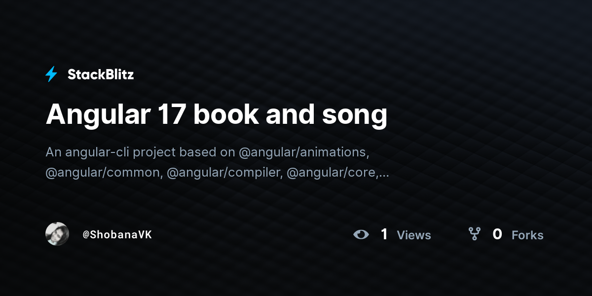 Angular 17 book and song - StackBlitz