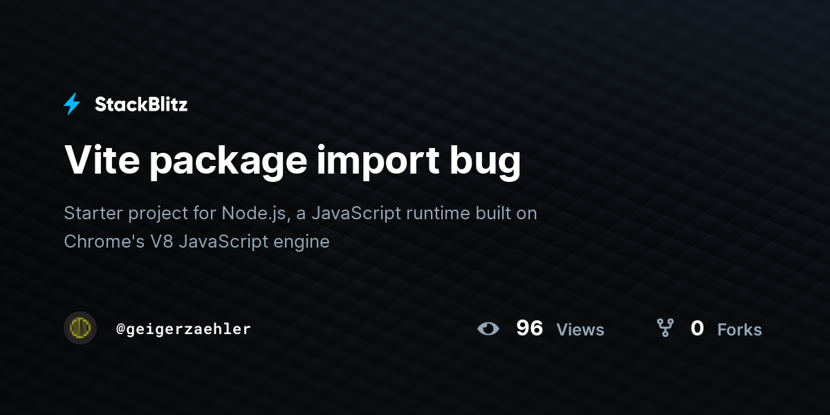 Vite package import bug - StackBlitz