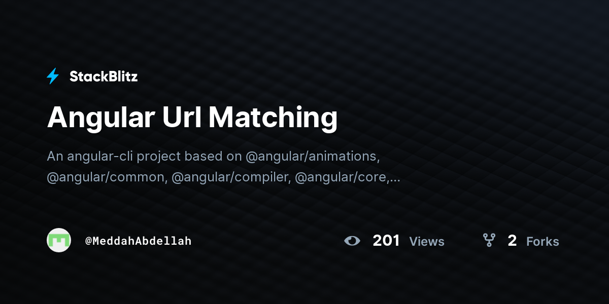 Angular Url Matching - StackBlitz