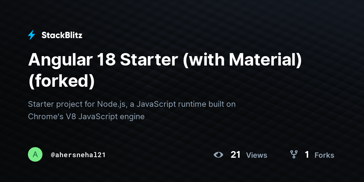 Angular 18 Starter (with Material) (forked) - StackBlitz