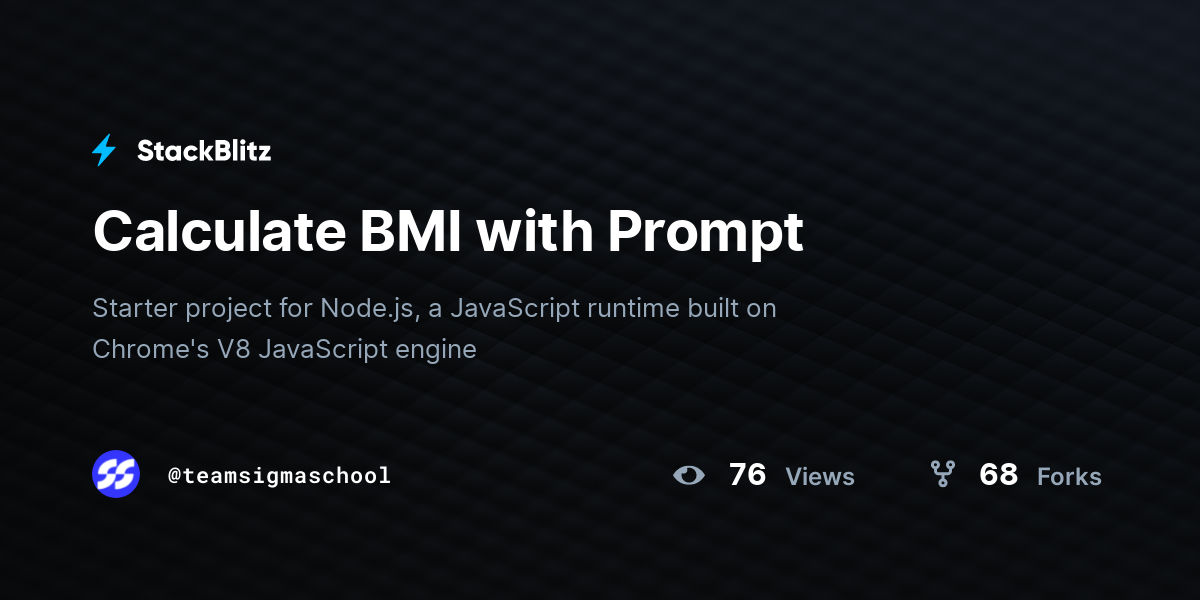 Calculate BMI with Prompt - StackBlitz