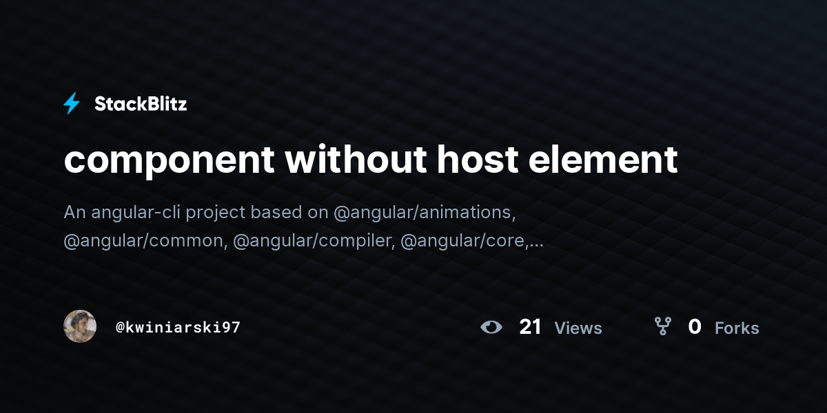 component without host element - StackBlitz