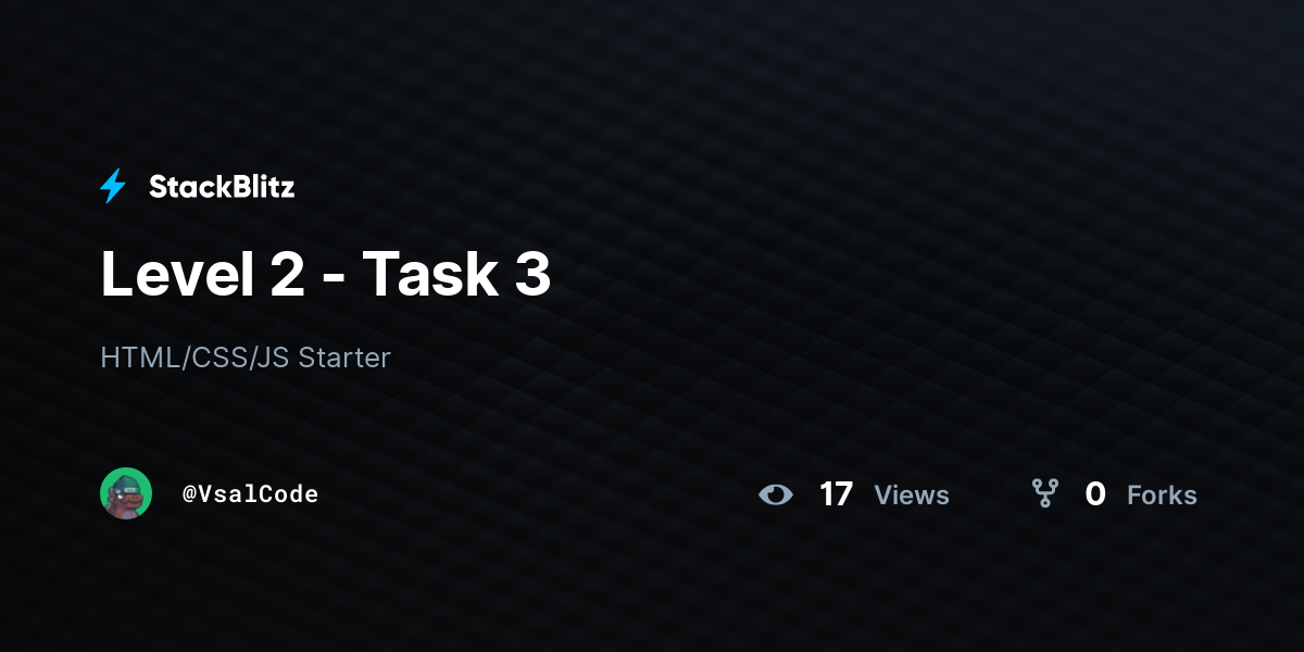 Level 2 - Task 3 - StackBlitz